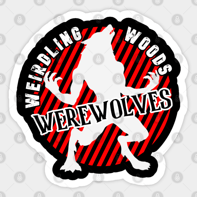 Weirdling Woods Werewolves (Black Outline) Sticker by Weird Darkness